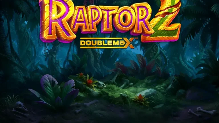 Tampilan visual slot Raptor 2 DoubleMax dengan tema dinosaurus dan hutan